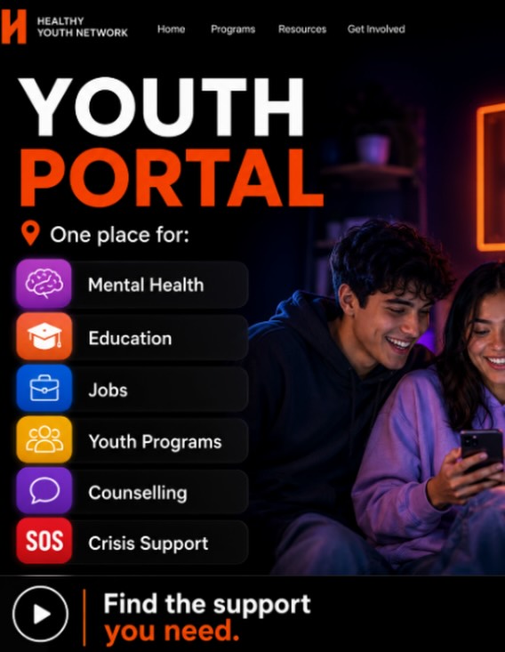 💭Looking for support? It all starts here. 🧡

Whether you need mental health resources, education, jobs, counselling, youth programs, or crisis support, Youth Portal connects you with the help you’re looking for all in one place.

✨ Your next step starts here.#healthyyouthnetwork #youthportal #youth #support #community
